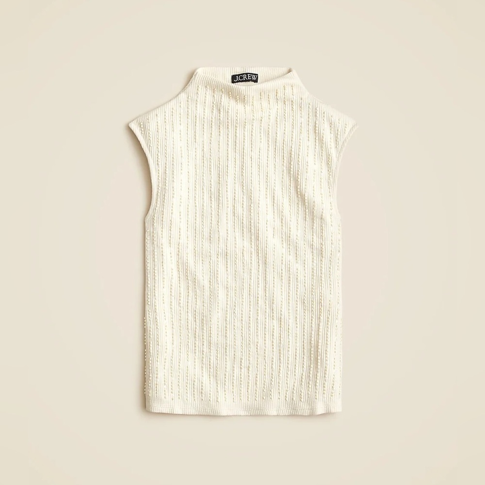 J.Crew Vintage rib mockneck with embellishment CF282